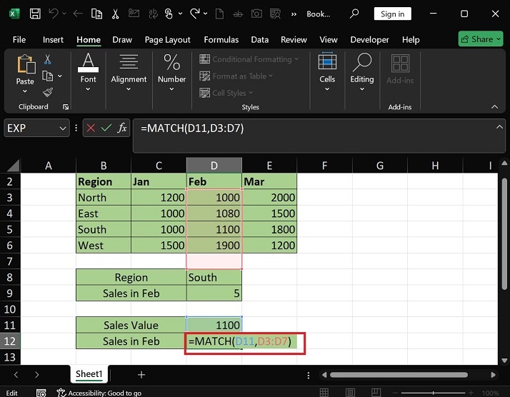 What does the MATCH Function do in Excel5