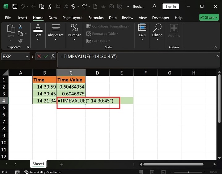 What does TIMEVALUE Function do in Excel6