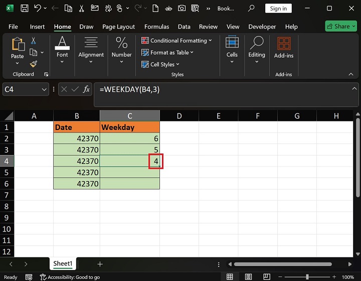 What does WEEKDAY Function do in Excel6