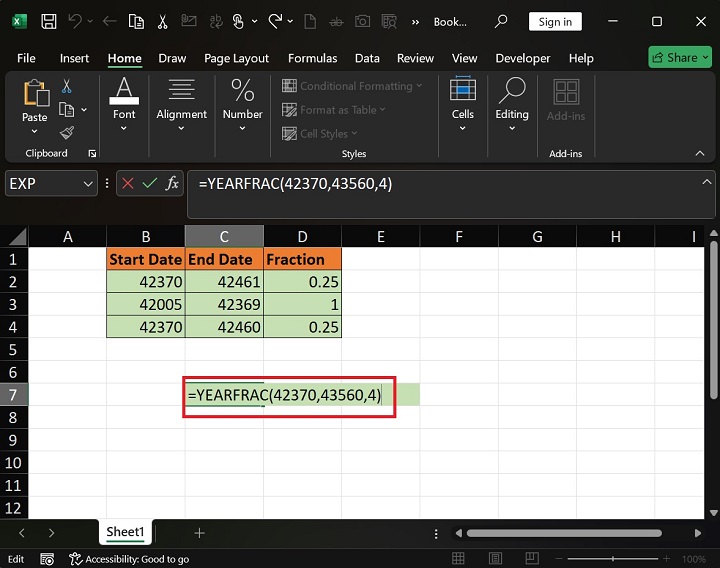 What does YEARFRAC Function do in Excel3