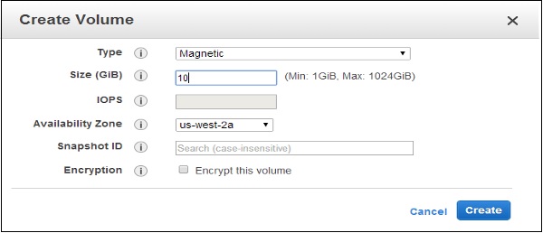 Create Volume Type Size