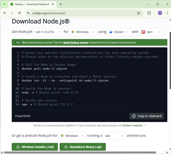 NodeJS Homepage