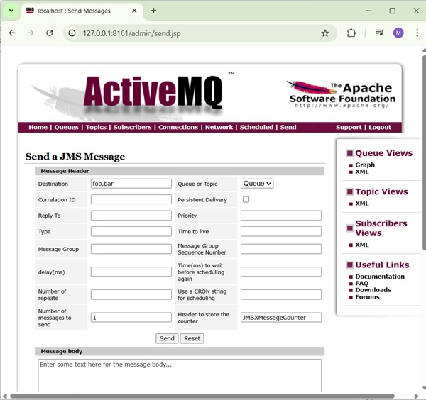 Send Message in Admin Console