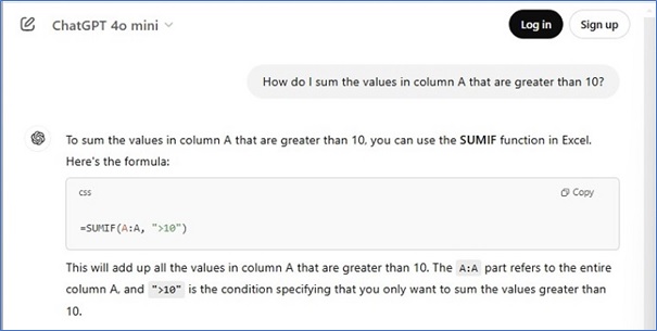 Using ChatGPT to Generate Excel Formulas
