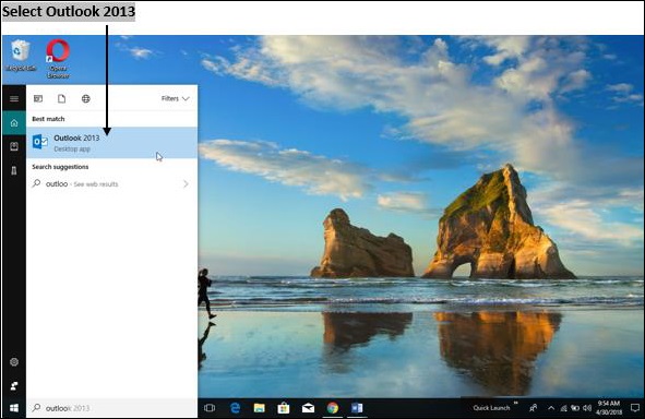 Select Outlook 2013
