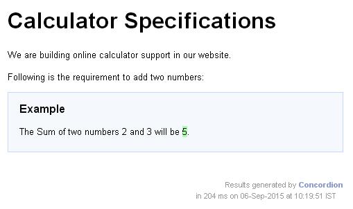 concordion Execute Command Output