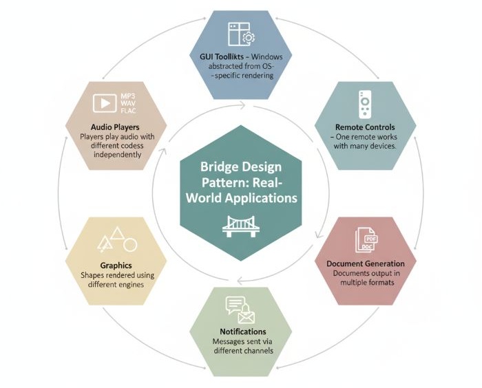 Real-world Software Use-cases of Bridge Design Pattern