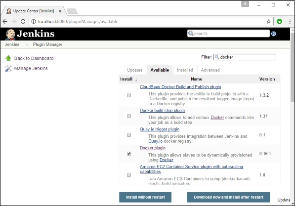 Install Without Restart Button