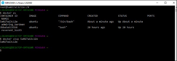 Stopping a Container