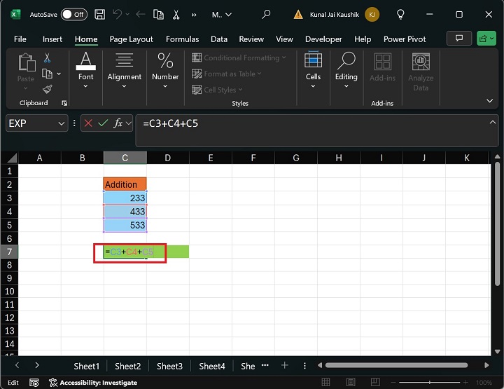 Arithmetic Operators in Microsoft Excel