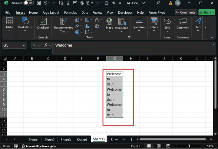 Autofill Repeating Text Series 1