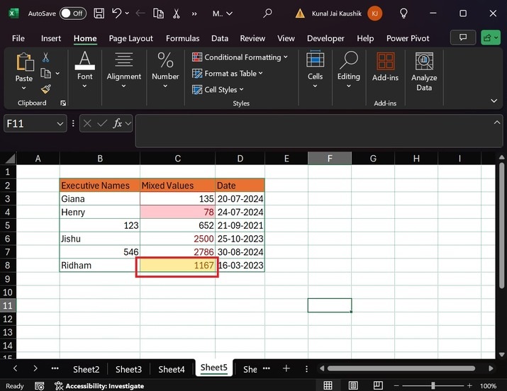 Cell Rules in Excel 11