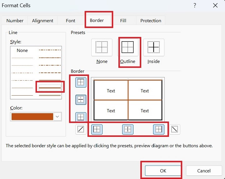 Change Border Style of Entire Range of Microsoft Excel