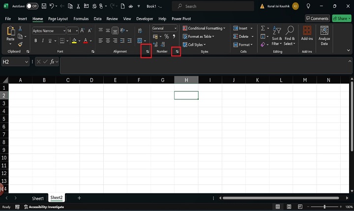 Click Launcher Arrow at bottom Right Corner