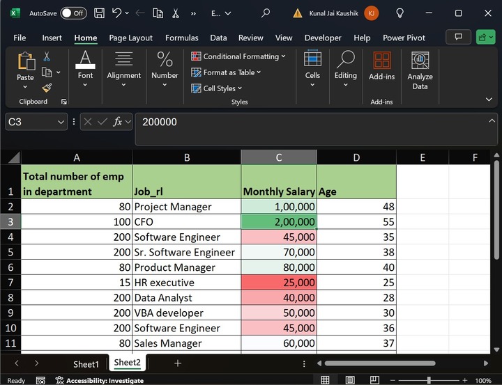 Conditional Formatting 3-Color Scales 2