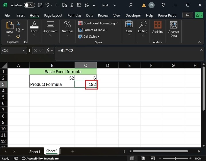 Entering Numbers and Formulas in MS-Excel 1