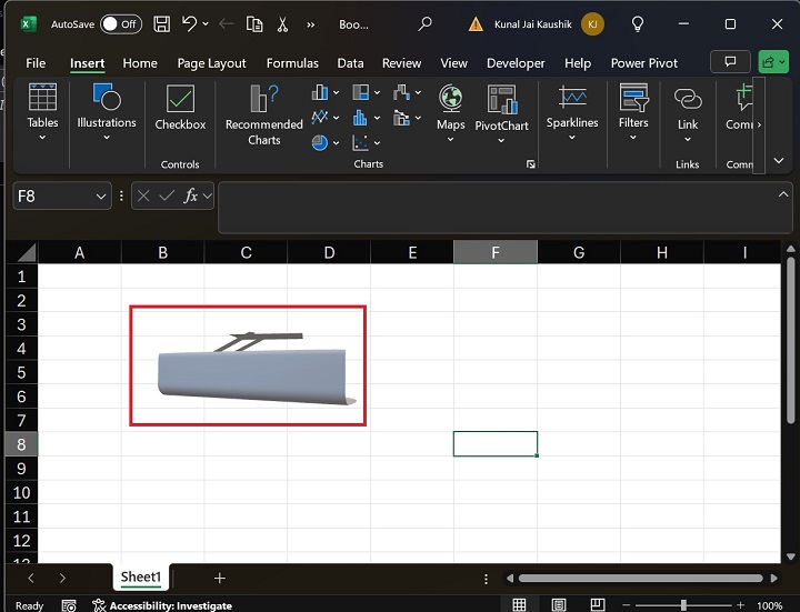 Excel Insert a 3D Model
