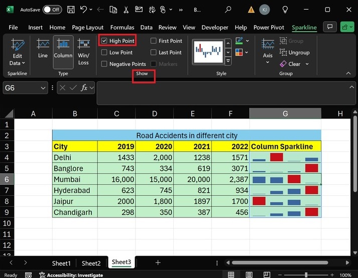 Format a Sparkline in Excel 1