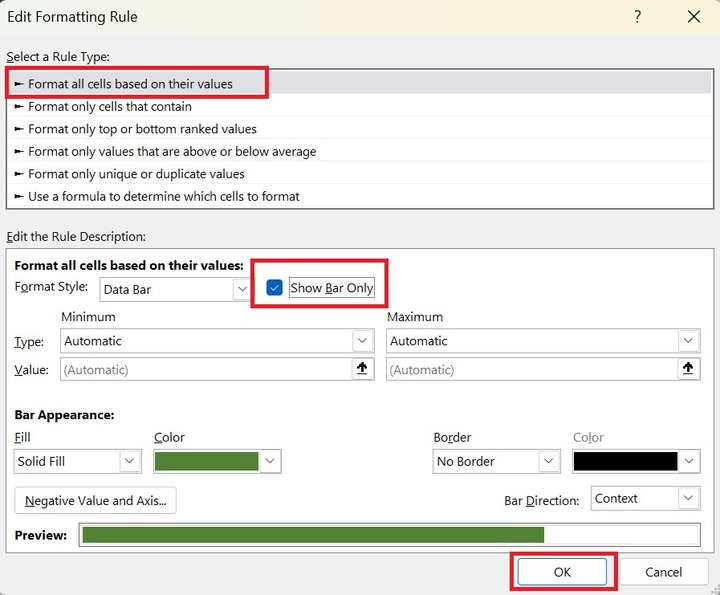 Hide Numbers and Show Data Bars 2