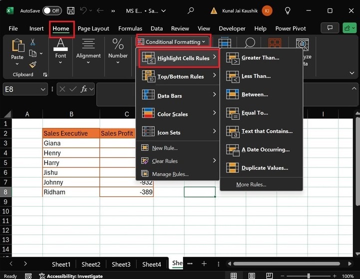 Highlight Cell Rules