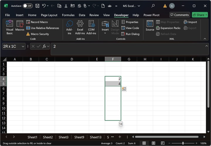 Number Series in Excel