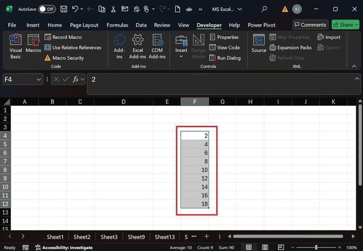 Number Series in Excel 1