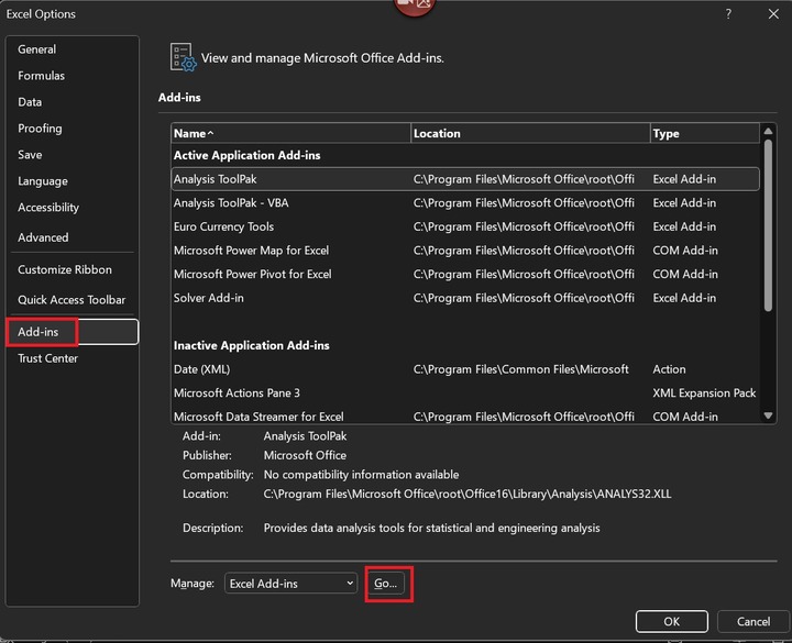 Remove Add-ins in Microsoft Excel 1