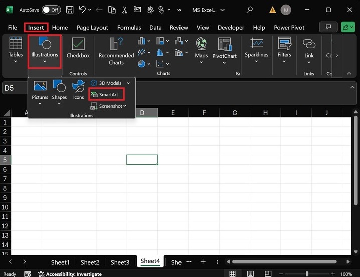 SmartArt Hierarchy in Excel