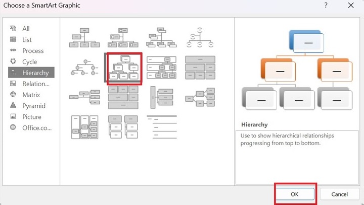 SmartArt Hierarchy in Excel 1