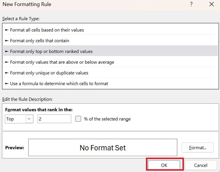 Top 2 Values in Excel 3