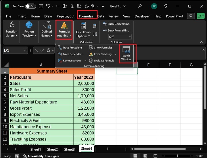 Watch Window Auditing Tool