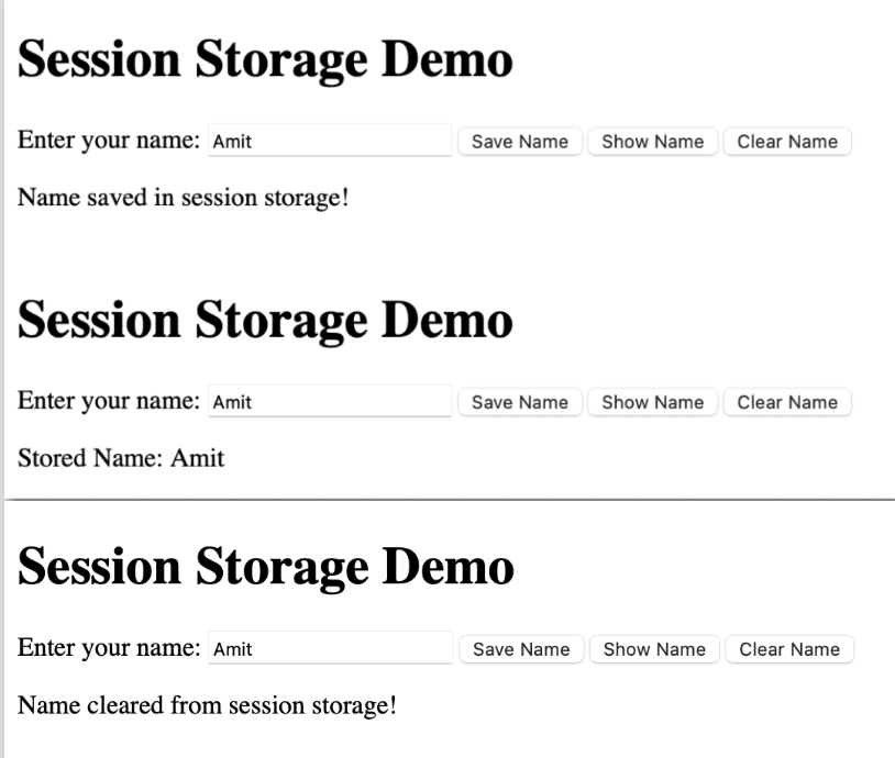 Javascript SessionStorage