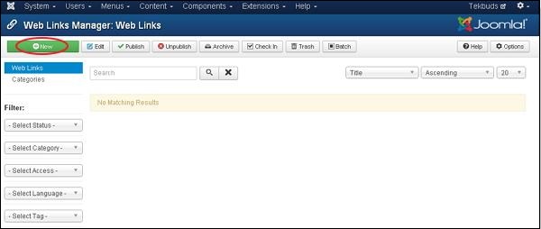 Joomla Adding Weblinks