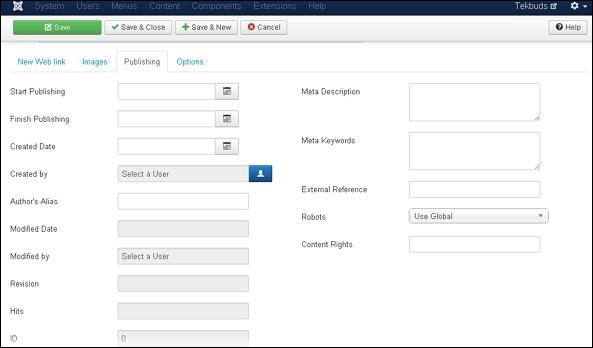 Joomla Adding Weblinks