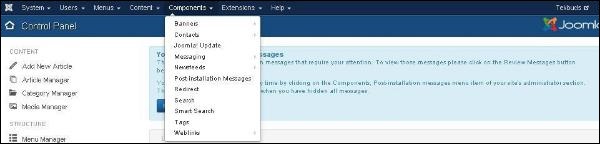 joomla Component Menu