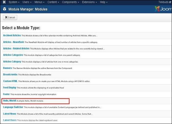 Joomla Create Modules