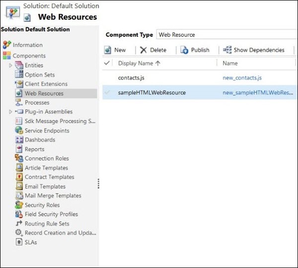 Mscrm Access Web Resource Step 1