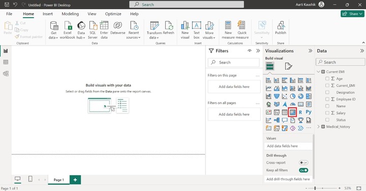 Create a Matrix in BI Desktop