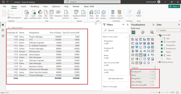 Create a Table in Power BI 6
