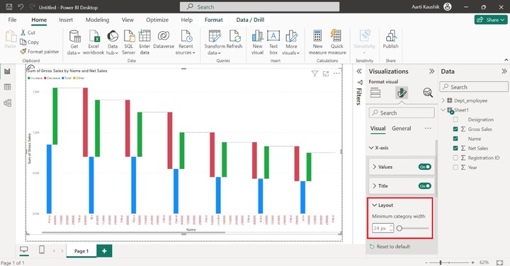 Customize Waterfall Chart in Power BI 1