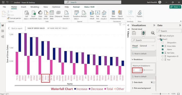Customize Waterfall Chart in Power BI 10