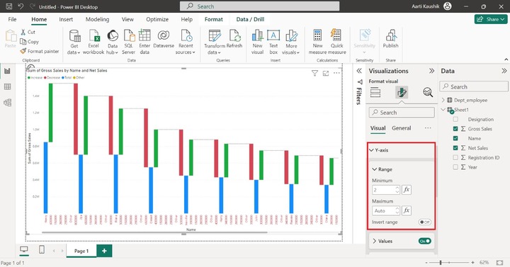 Customize Waterfall Chart in Power BI 2