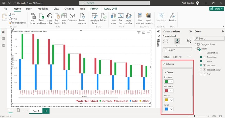 Customize Waterfall Chart in Power BI 8