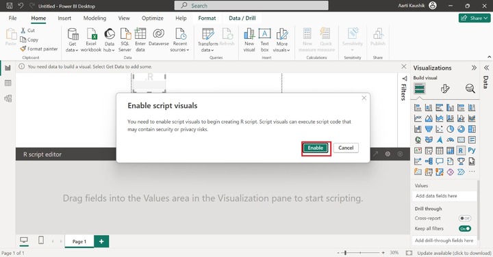 Develop the R visual 1