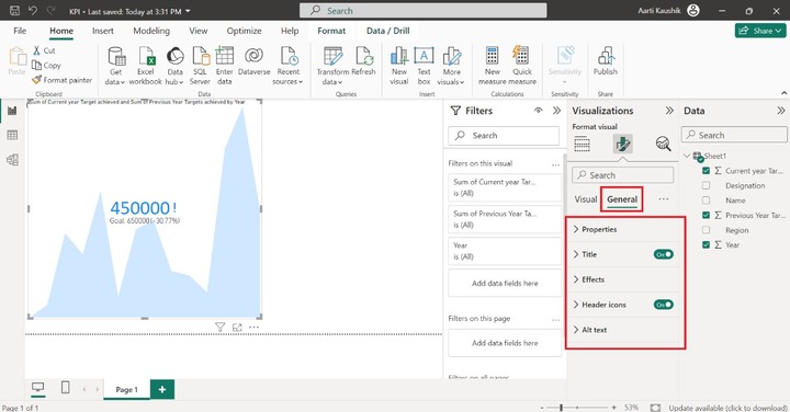 Format a KPI Visual 7