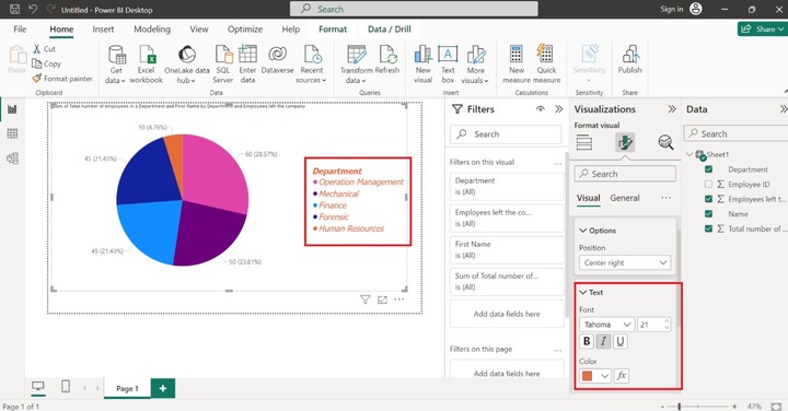 Generate a Pie Chart in Power BI 7