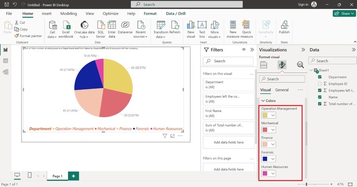 Generate a Pie Chart in Power BI 9