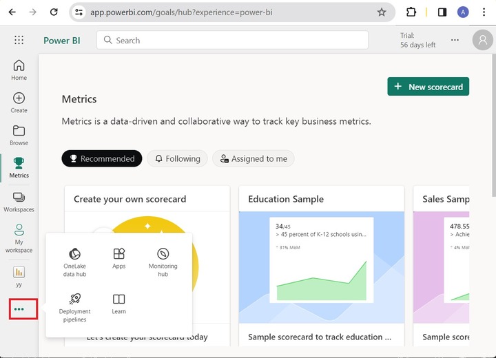 My Workspace Power BI Service 4