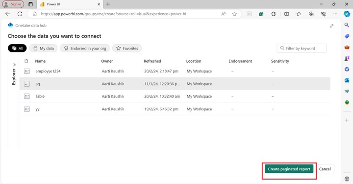 Paginated Report in BI Desktop 1