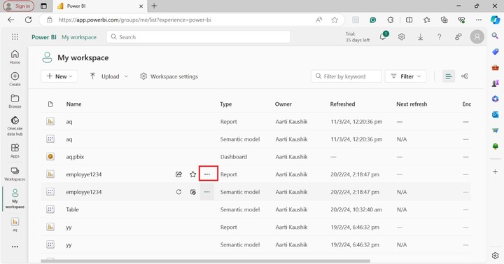Report Directly in Power BI Service